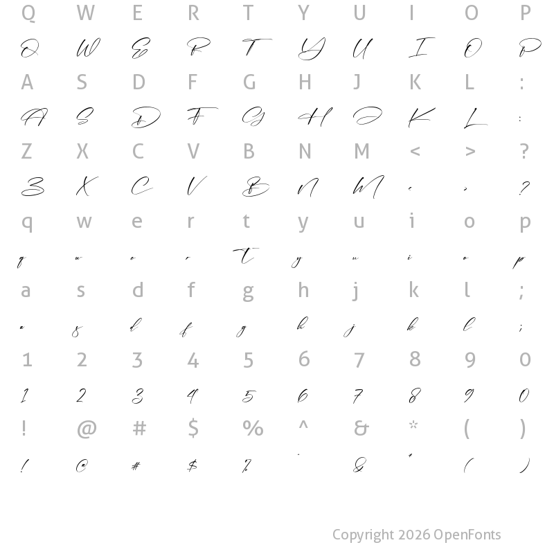 Character Map of Bohemia Florale Regular