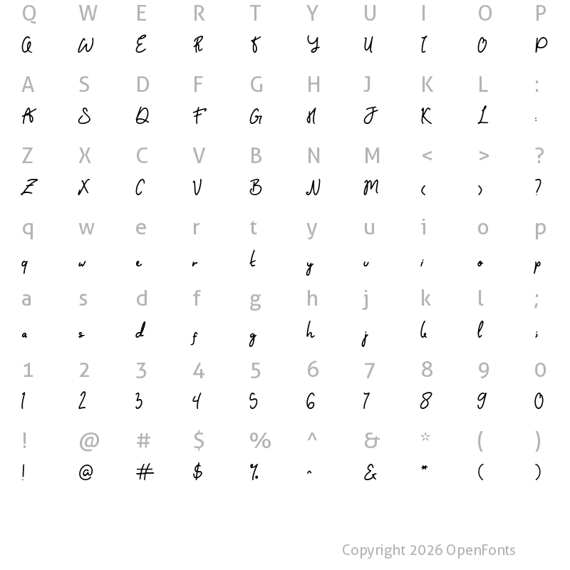 Character Map of Bokahume Regular