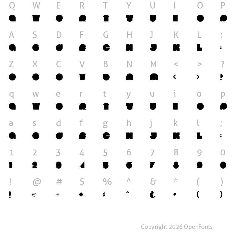 Character Map of Bola Regular