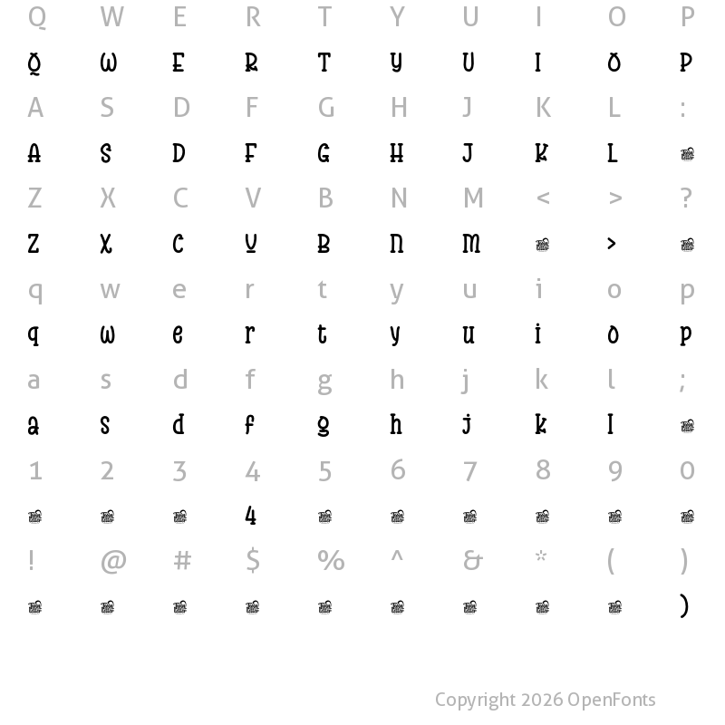 Character Map of BOLATUK Trial Regular