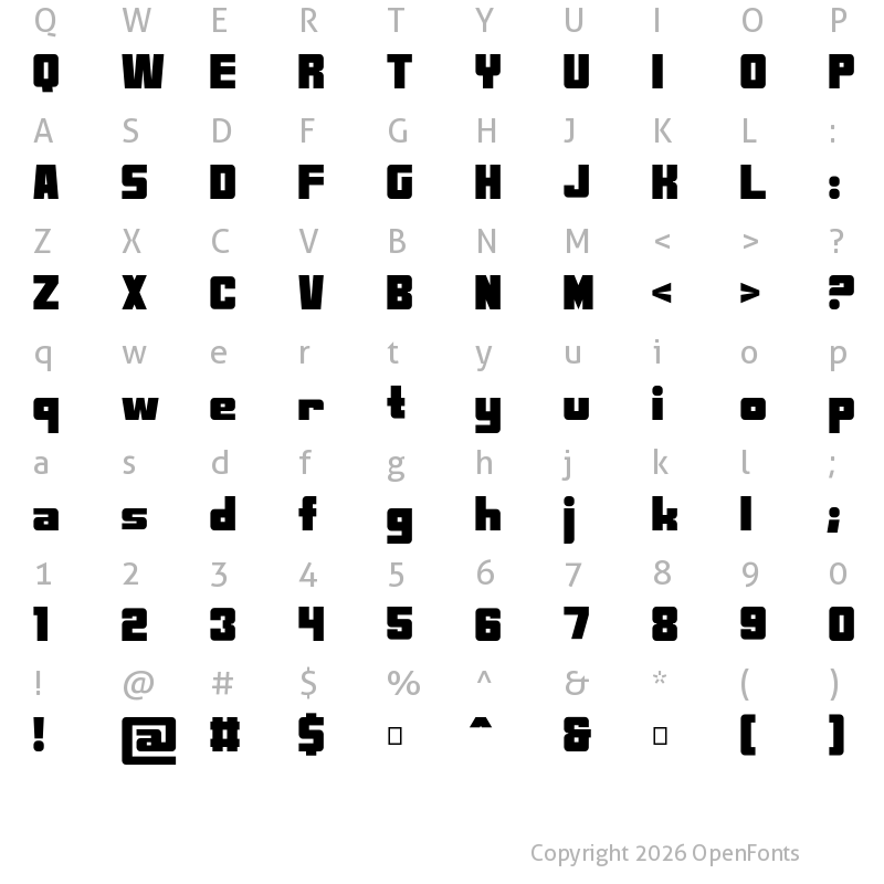 Character Map of Bold Dragon Dragon