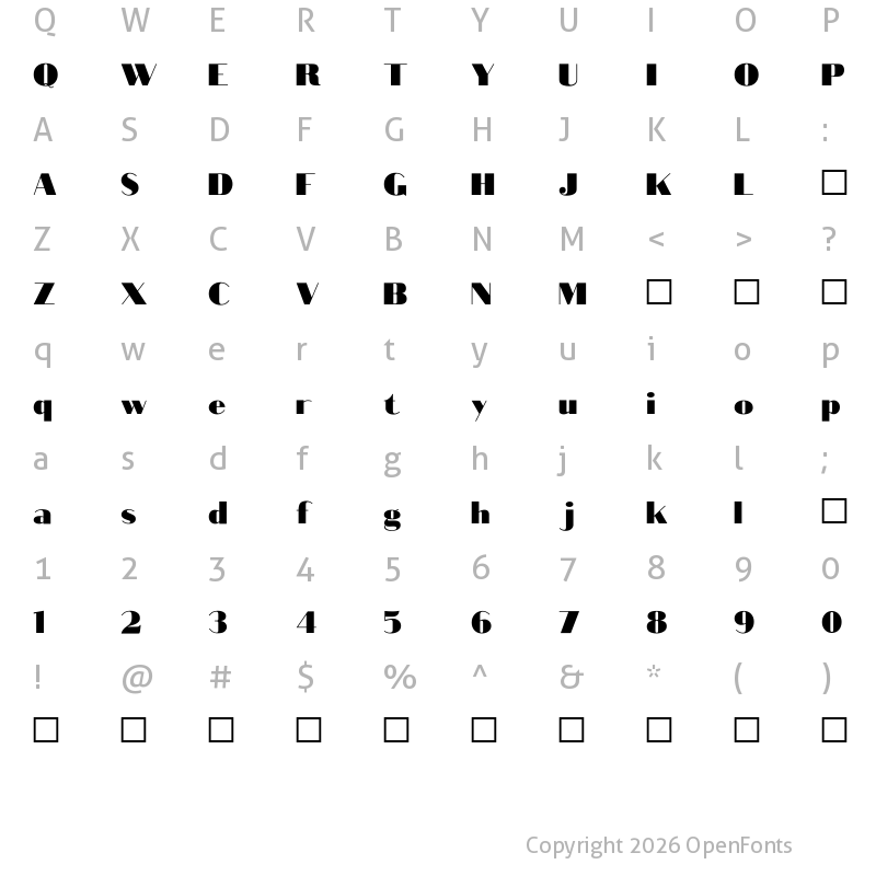 Character Map of Bold-ish Demo Font Regular