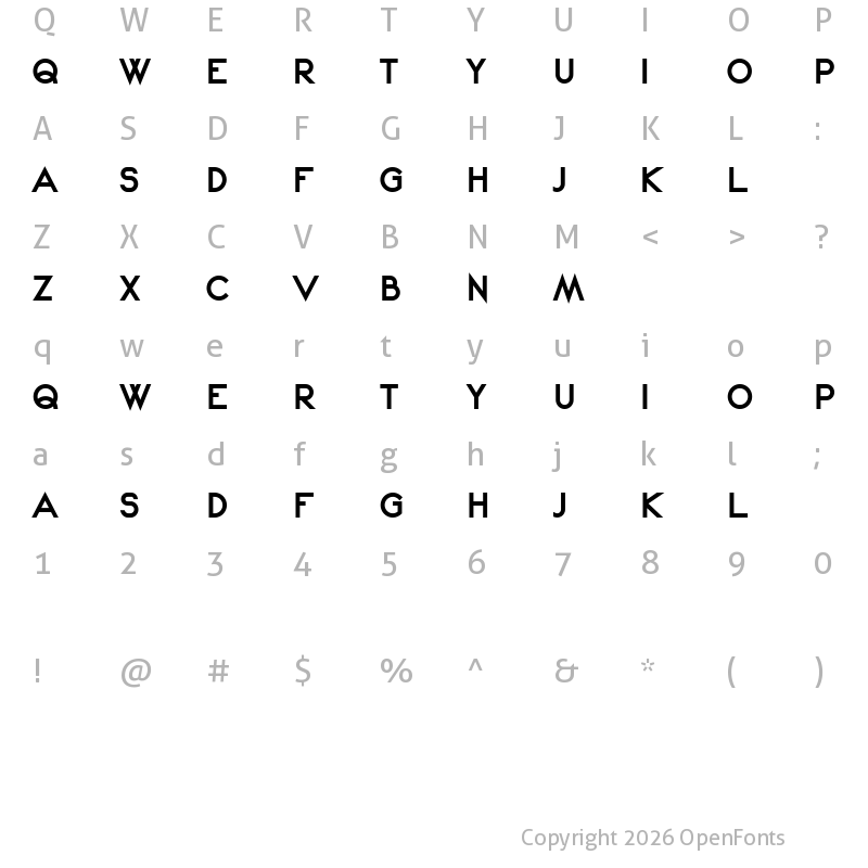 Character Map of Bold Kei Regular