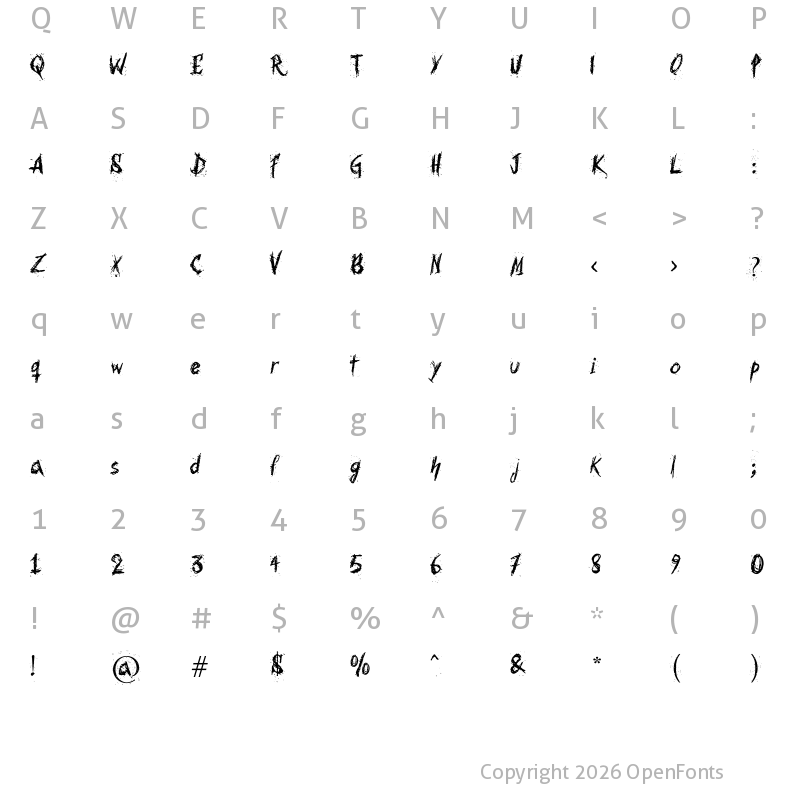 Character Map of Bold Regular