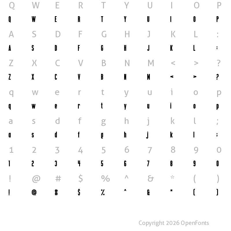 Character Map of Bold Testament Regular