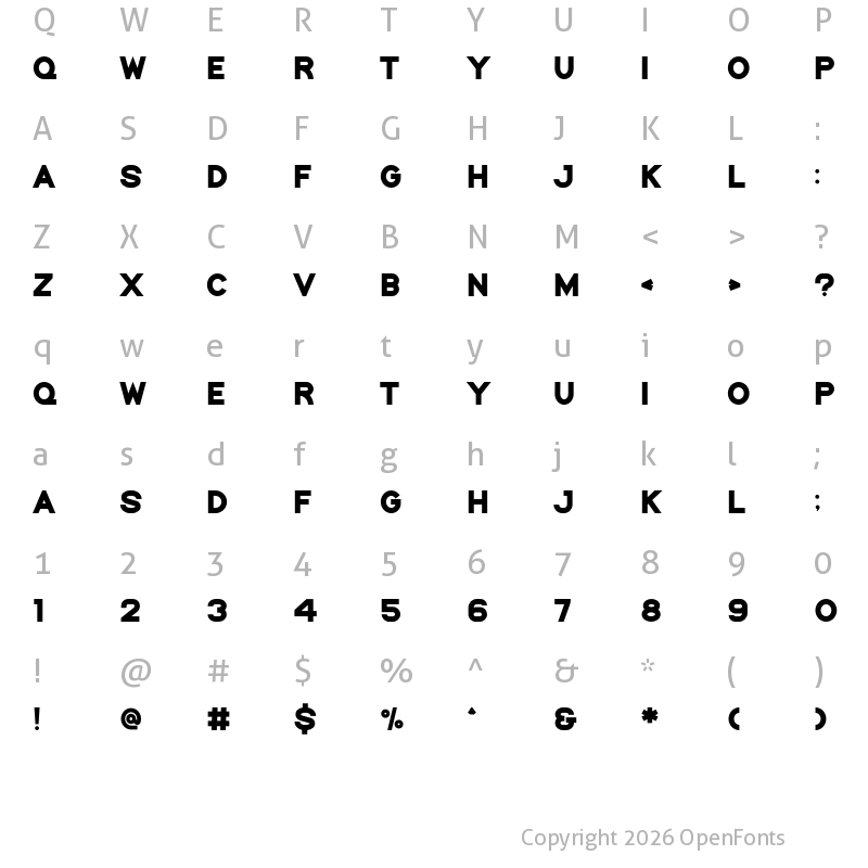 Character Map of Bolda SansFL Regular