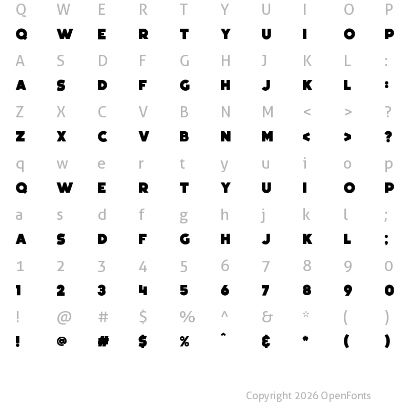 Character Map of Boldfinger Regular