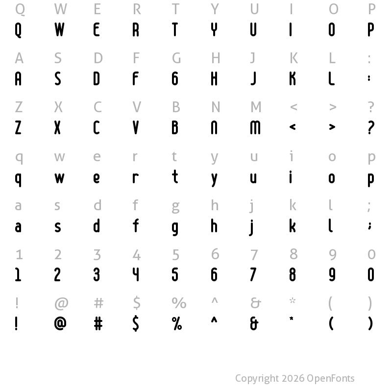 Character Map of boldyear Bold