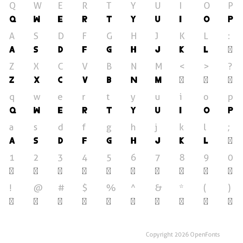 Character Map of Bolique Regular
