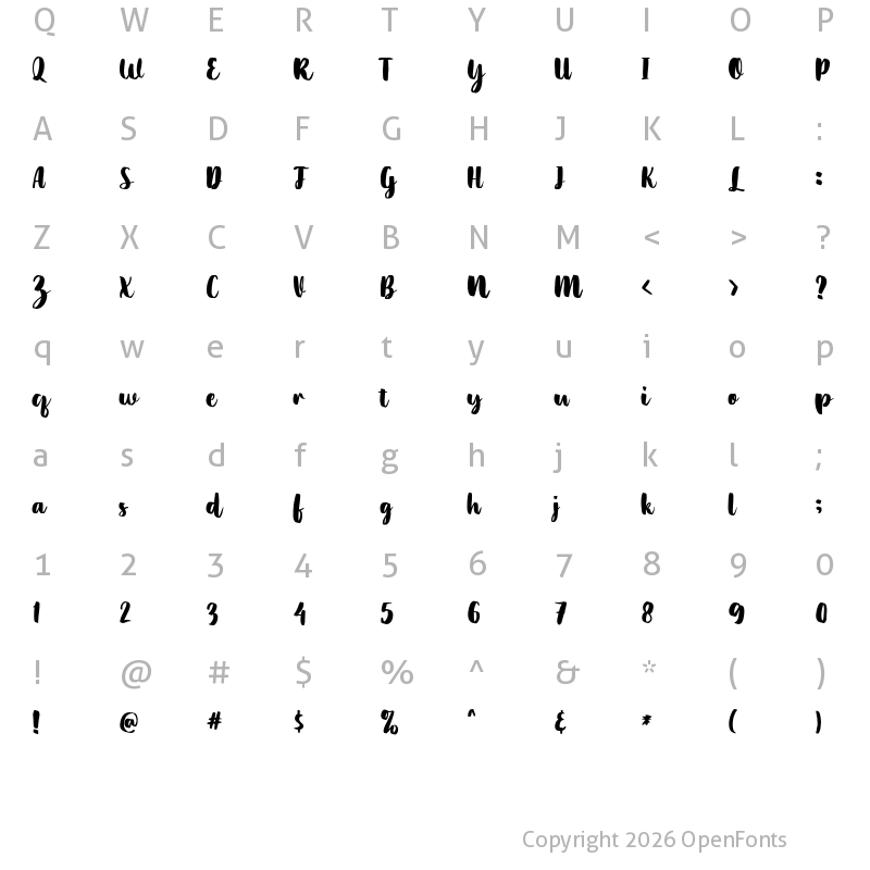 Character Map of Bolly Mokols Regular