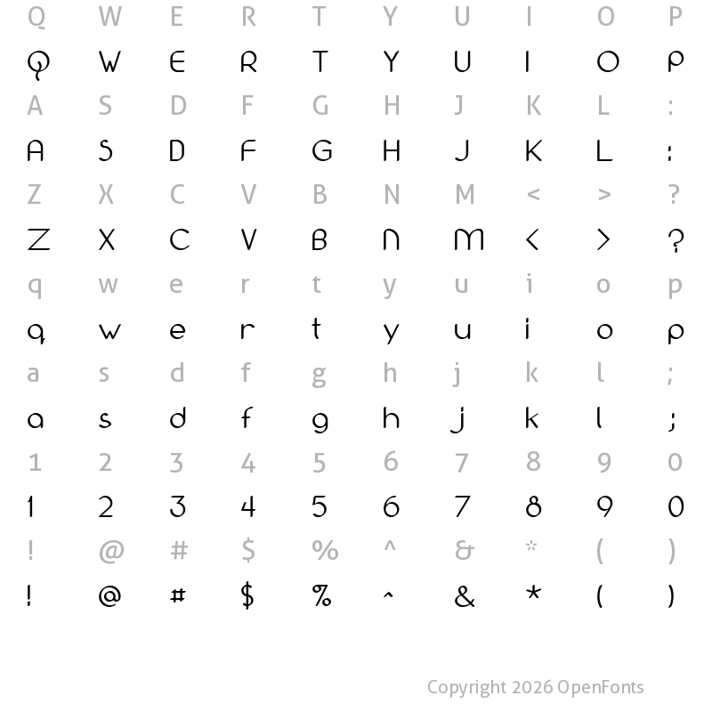 Character Map of Bolonewt Regular