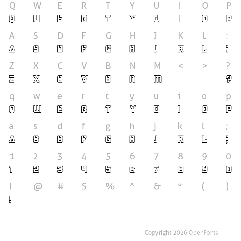 Character Map of Bombardment 3D Regular