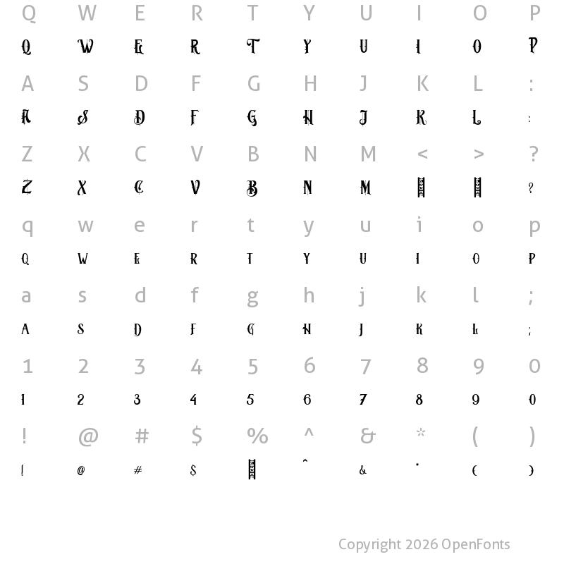Character Map of Bombaya Regular