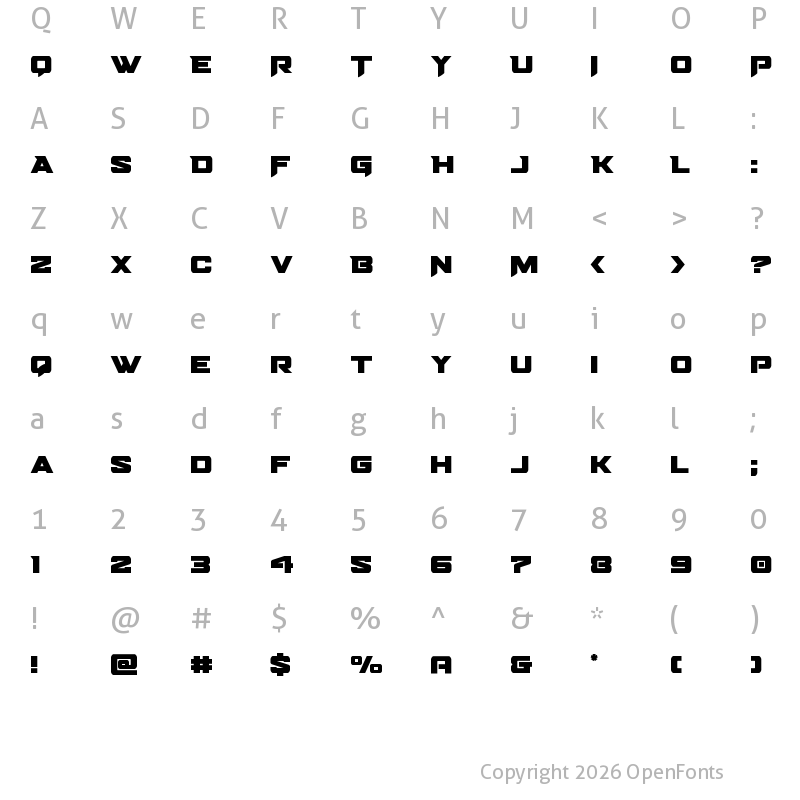 Character Map of Bomber Escort Regular