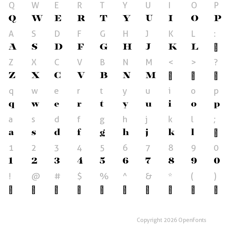 Character Map of Bomboniere Test ExtraBold