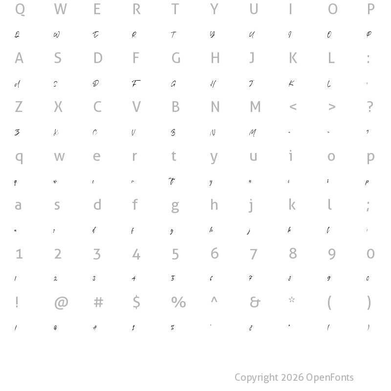 Character Map of Bon Cheers Regular