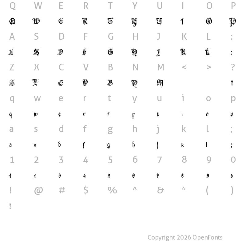 Character Map of Bonbon Bleu Regular