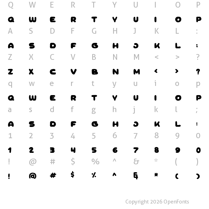 Character Map of Bonbon Regular