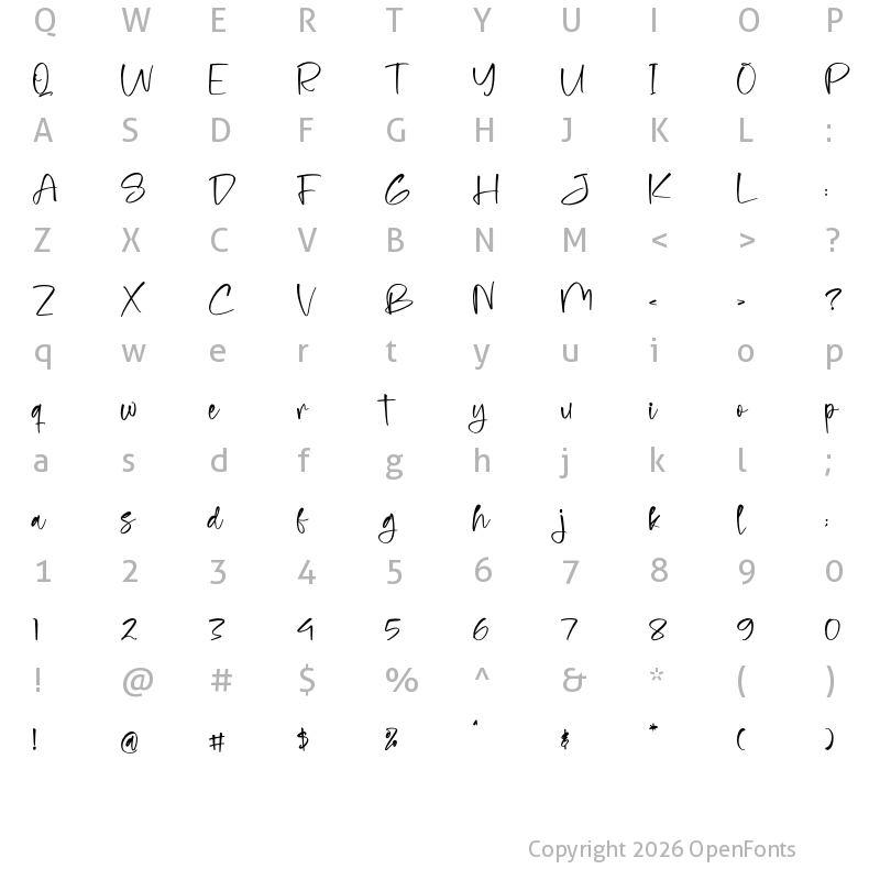 Character Map of Bondisha Shelotta Regular