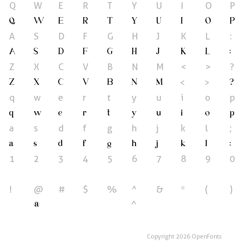 Character Map of Bondjlo Regular