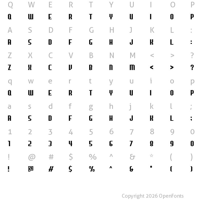 Character Map of Bondoyudo Regular
