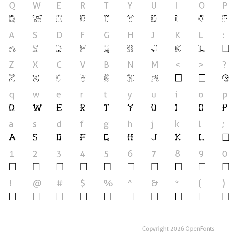 Character Map of Bone Regular
