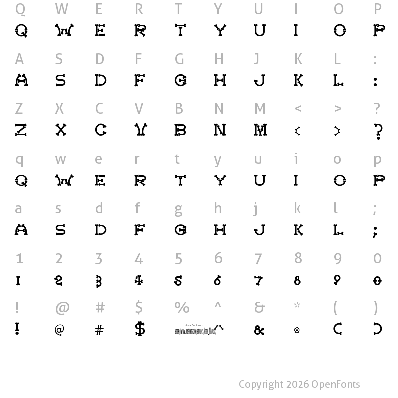 Character Map of Bonecracker Regular