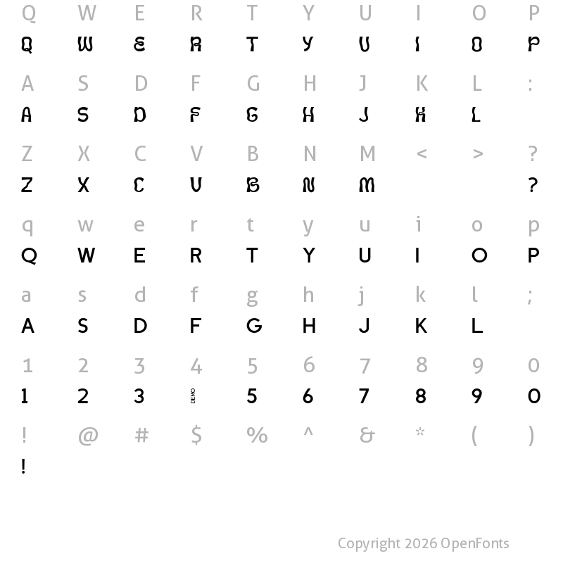 Character Map of BONEMA Regular
