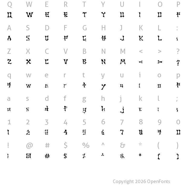 Character Map of Boner Regular