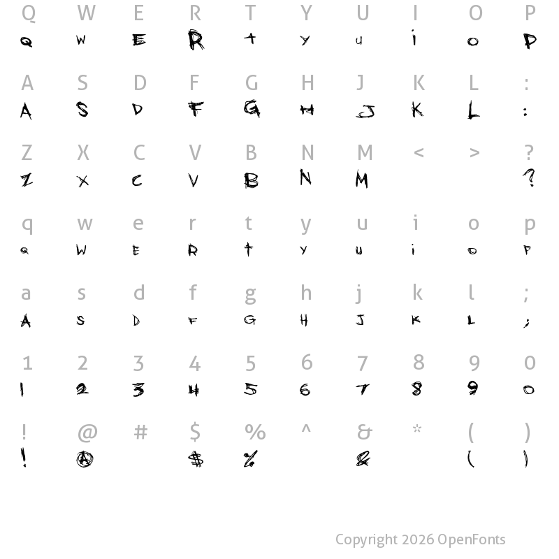 Character Map of Bones Bummer Regular