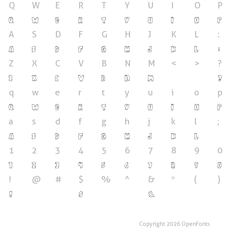 Character Map of Bongus Highlight Regular