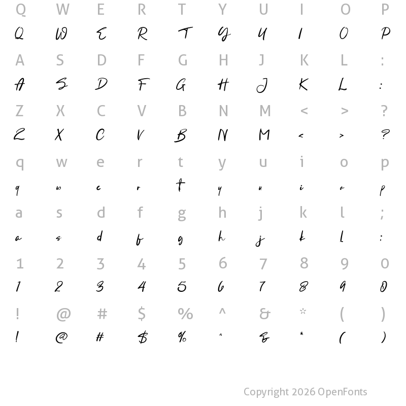 Character Map of Bonilla Amaliha Regular