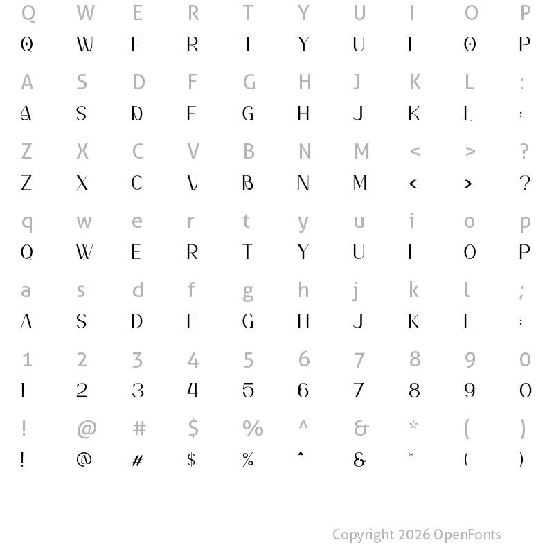 Character Map of Bonsad Regular