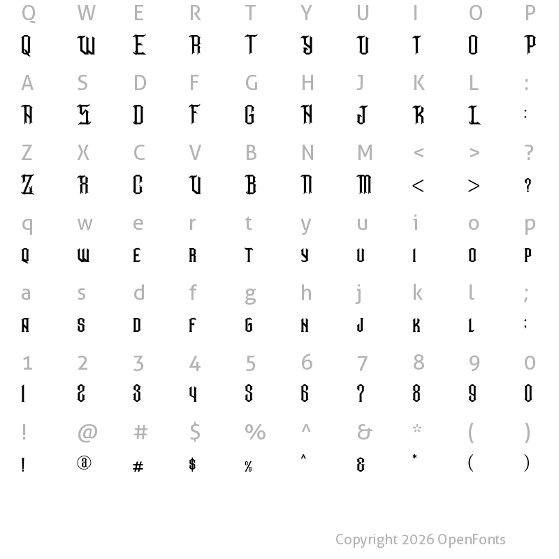 Character Map of Bonwick Weaver Regular