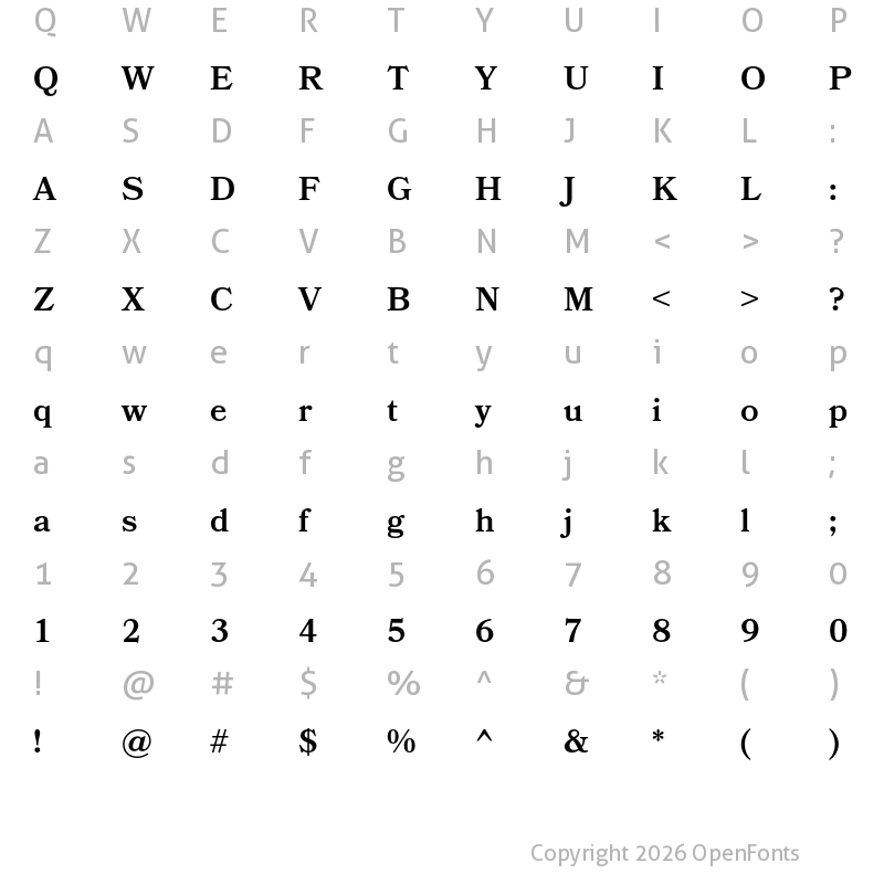 Character Map of Bookmania Semibold