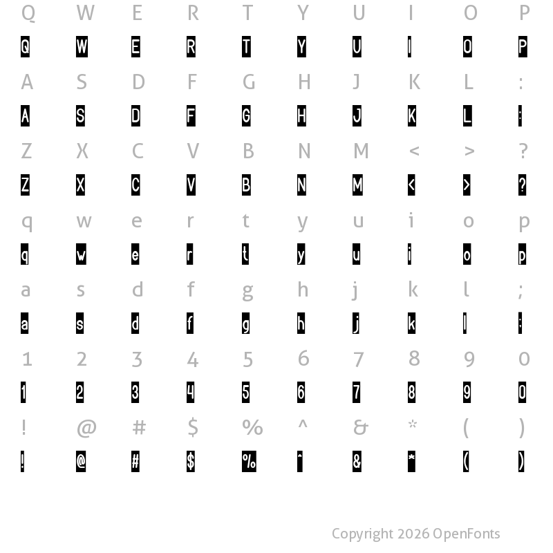 Character Map of BOOKMARK-Inverse Regular