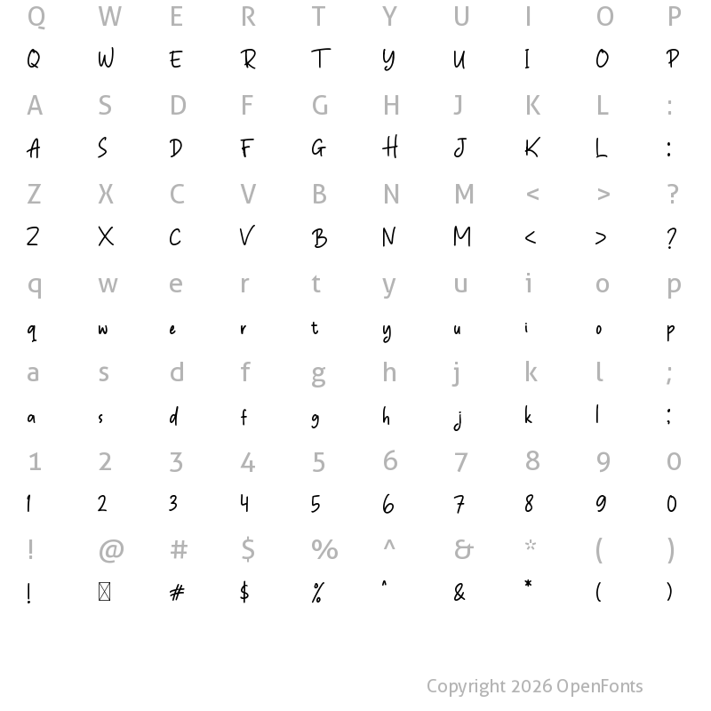 Character Map of Bookstory Regular