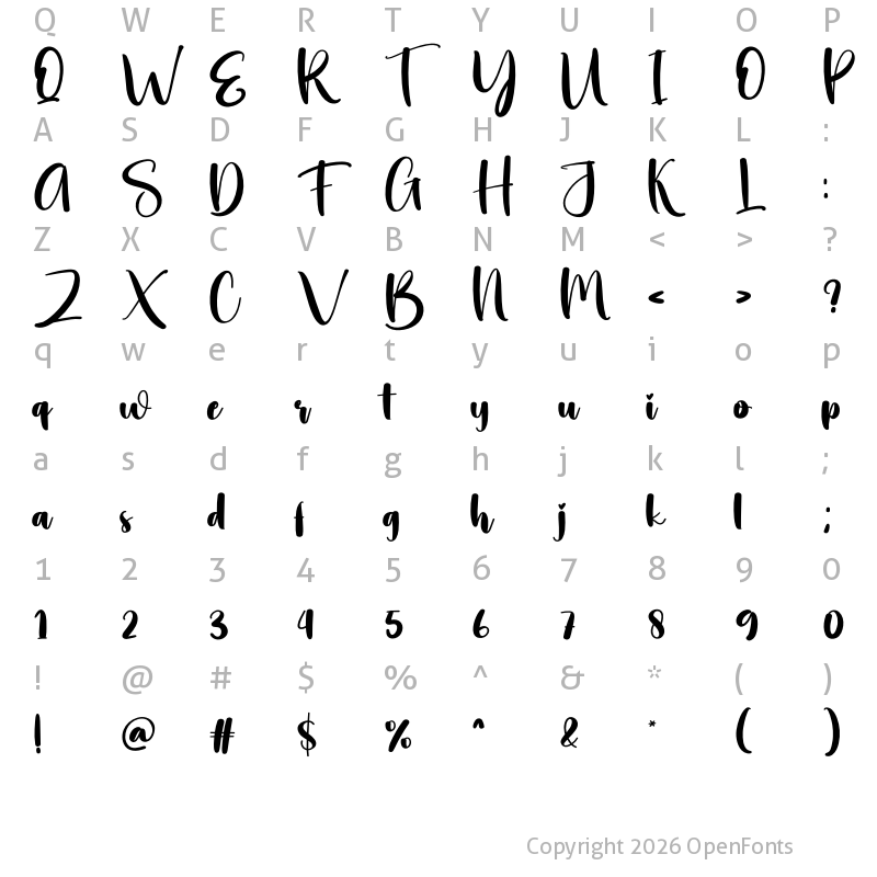 Character Map of Boom Regular