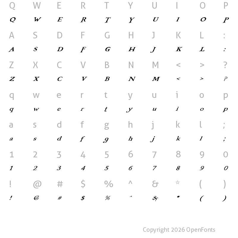 Character Map of Booter - Five One Regular