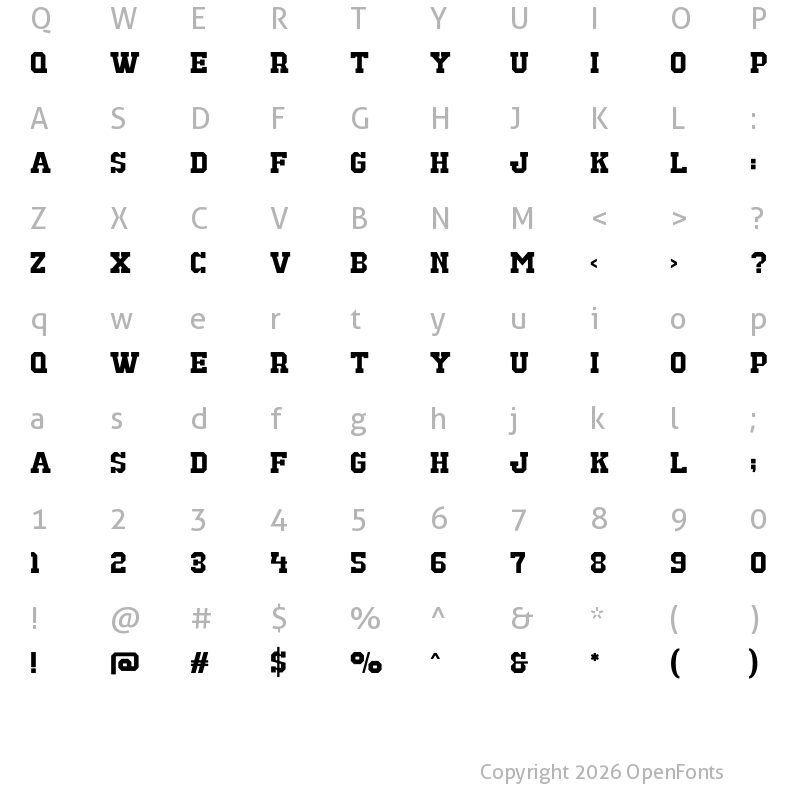 Character Map of Borcer Regular