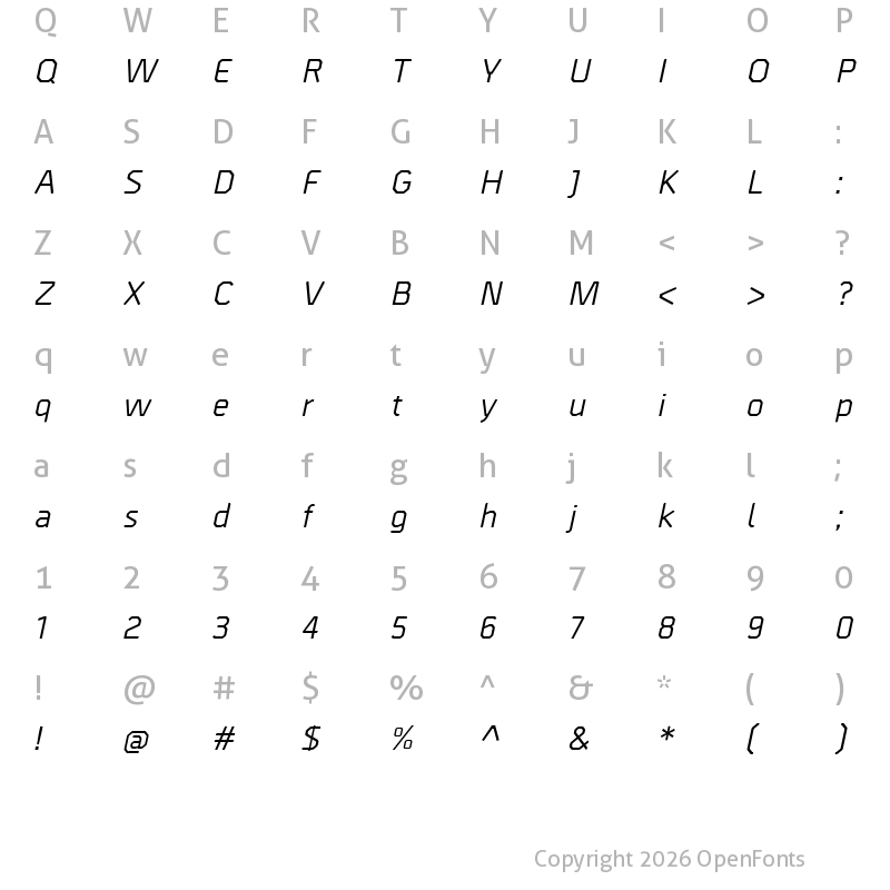 Character Map of Borda Regular 8