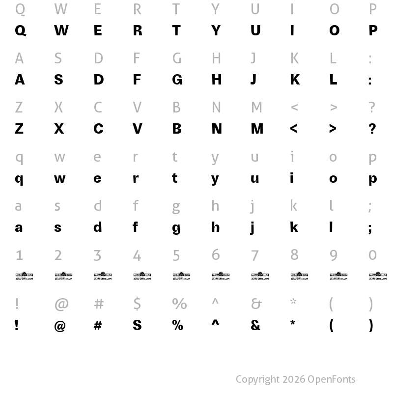 Character Map of Boring Sans B Trial Bold