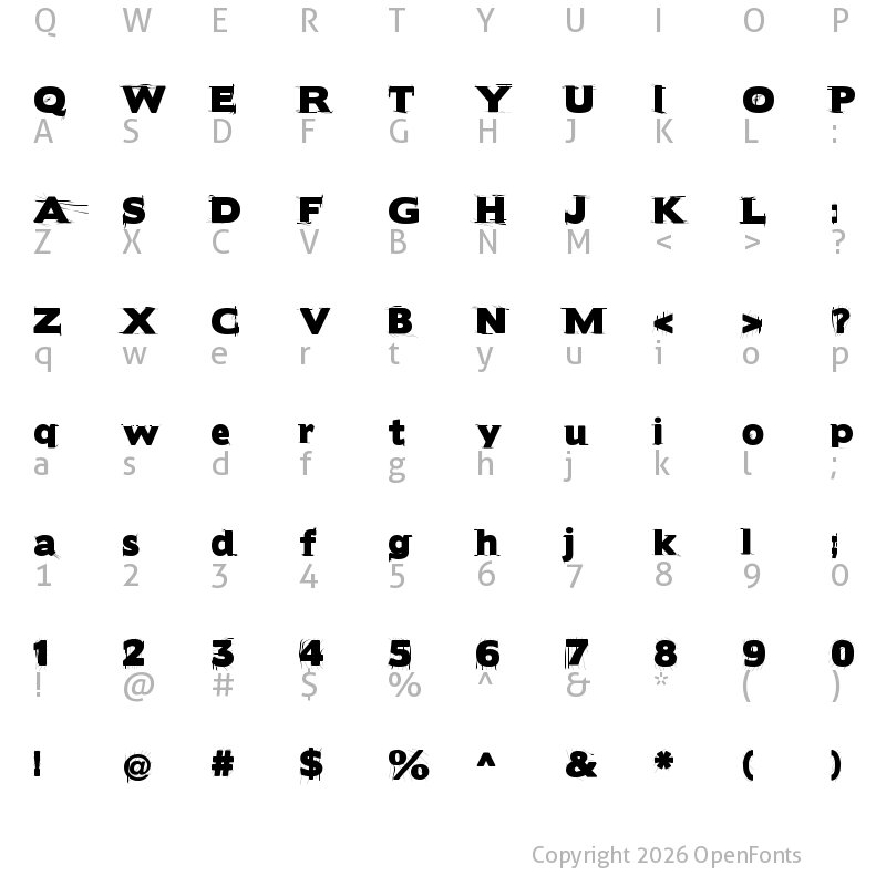 Character Map of BorisBlackBloxxDirty Regular