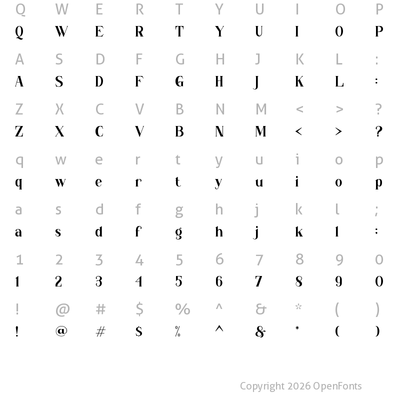 Character Map of Borisna Regular