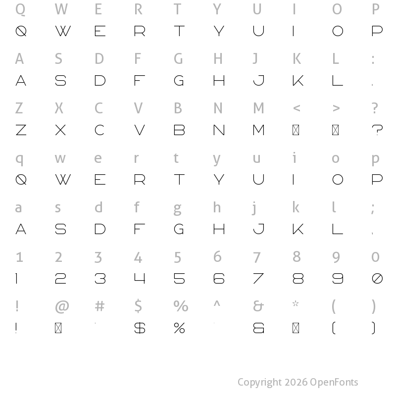 Character Map of Bosnia Regular