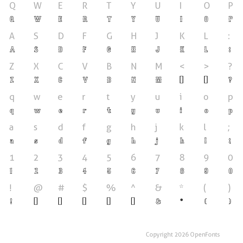 Character Map of Bosox Outline Heavy Regular