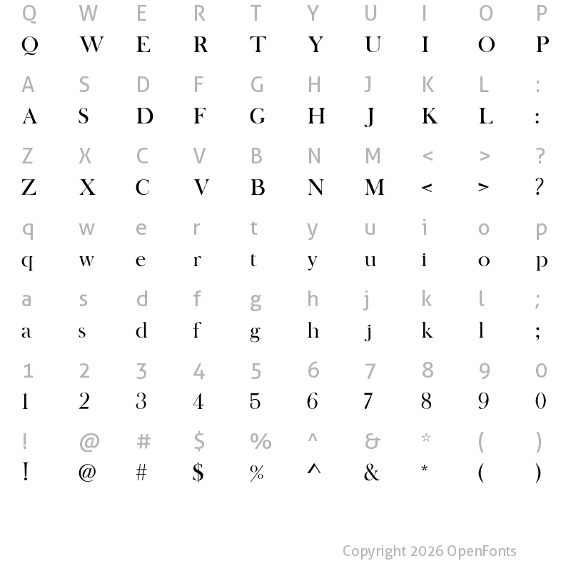 Character Map of BOSQUE Regular
