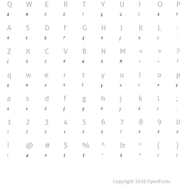 Character Map of Bossy Sloth Regular