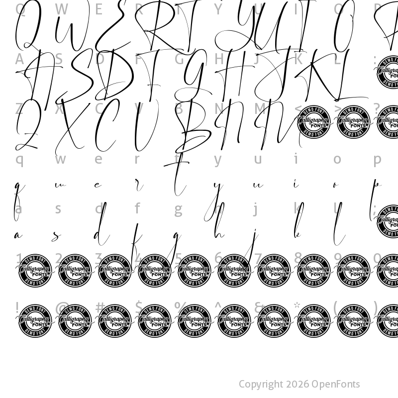 Character Map of Boston Night Demo Regular