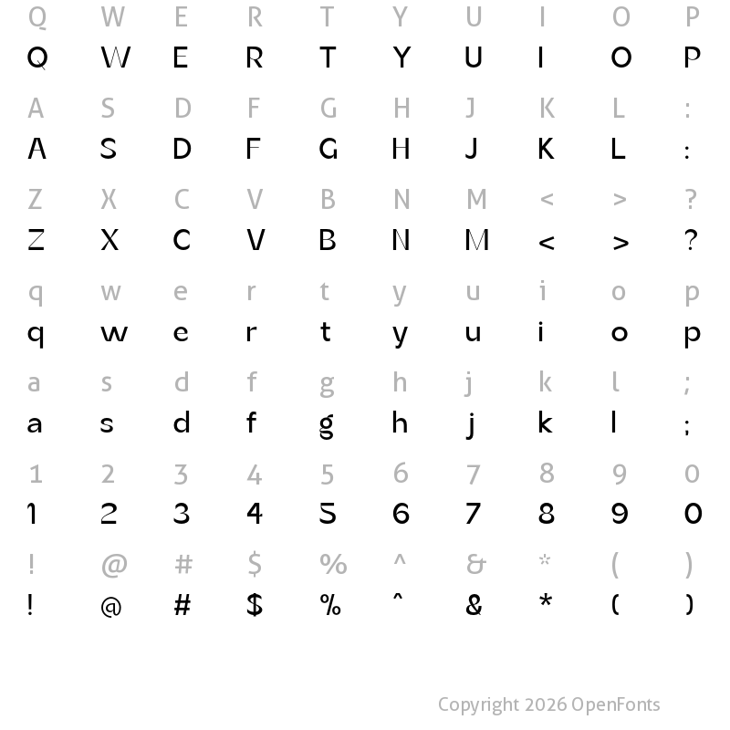 Character Map of Botham-Reguler Reguler